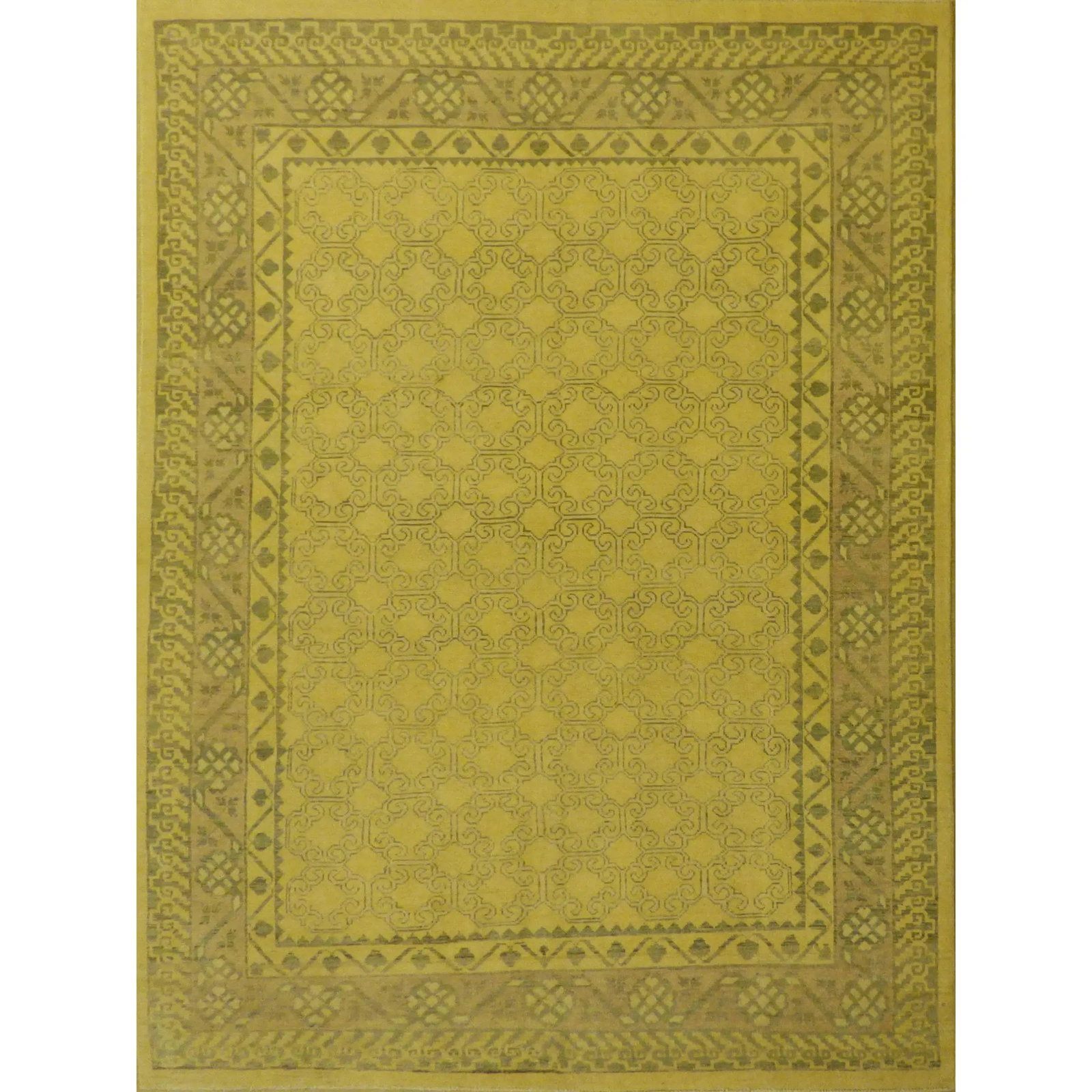 Hand Knotted One Of The Kind Peshawar And Khotan Rug 9'4" x 6'10" Pes_Kho_200: ABC Rugs Kilims Collection Unique Super Soft Hand-Knotted Afghani Modern Area Rug Made With Natural New Zealand Wools, Amp And Cotton 9'4 X 6'10 (Abcr04503) (Cream, Camel) Hand knotted and meticulousl