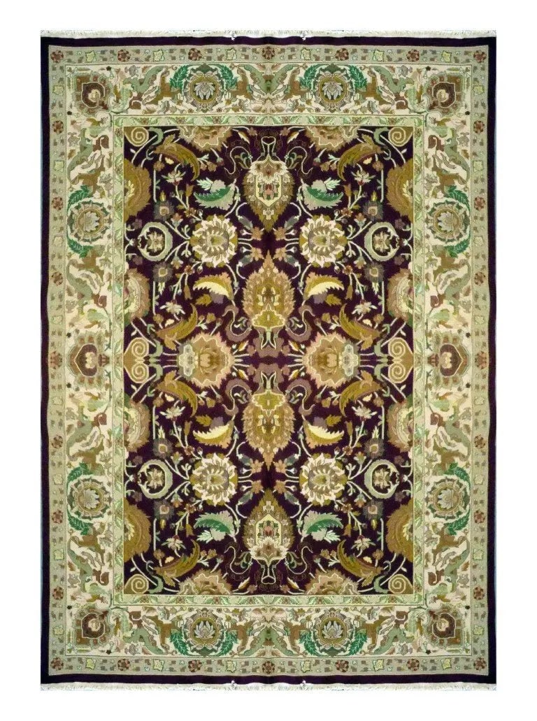 One Of The Kind Indian Hand-Knotted Rug 9'9" x 7'9": ABC Rugs Kilims Collection Indian Traditional Hand-Knotted Rug Made With Natural Wool & Cotton 9'9 X 7'9 (Abc 752) (Brown, Green) Turkish rugs are among the rugs with the most diversity, both with