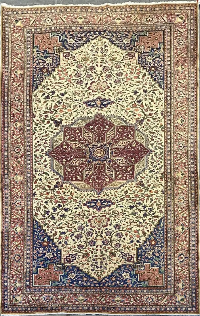 One Of The Kind Turkish Hand-Knotted Rug 6'6" x 9'9": ABC Rugs Kilims Collection Turkish Traditional Hand-Knotted 100% Natural Wool And Cotton Rug 6'6'' X 9'9'' (Abctk003) (Rr10345) (Red, Blue, Cream) Turkish rugs are among the rugs with the most diversi