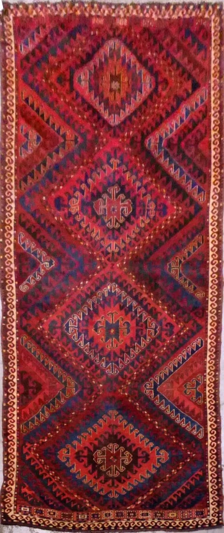 One Of The Kind Turkish Hand-Knotted Rug 12'6" x 5'3": ABC Rugs Kilims Collection Turkish Hand-Knotted 100% Natural Wool Antique Rug 12'6'' X 5'3'' (Abcr91490) (Red, Blue) Turkish rugs are among the rugs with the most diversity, both with respect to the t