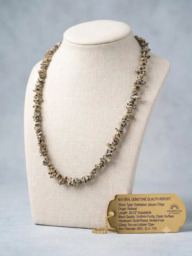 NATURAL GEMSTONE QUALITY, Dalmatian Jasper Chlps, Length 20-22 inches (adjustable), ABC-DJ-114 (1 of 2)