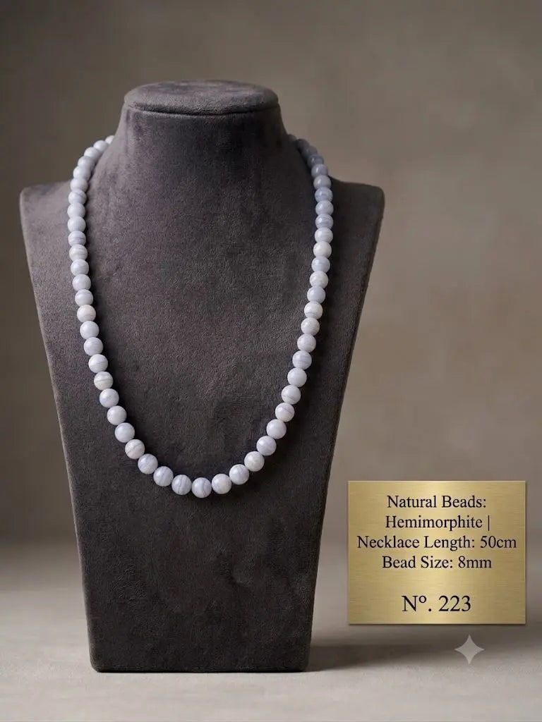 Natural Beads Hemimorphite, Necklace Length 50cm, Bead Size 8mm, ABC_NEC_223: Natural Beads Hemimorphite, Necklace Length 50cm, Bead Size 8mm, ABC_NEC_223