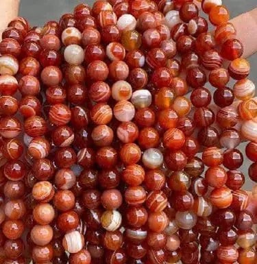 Gemstone Beads Necklace - Handmade Stone Jewelry,red stripe agate, Size 8mm/50cm, NO.20: Natural Gemstone Beads Necklace - Handmade Natural Stone Jewelry,red stripe agate, Size 8mm/50cm, NO.20 We can arrange GIA certification and verification for vintage jewelry, diamonds, and gemstones. 