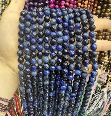 Gemstone Beads Necklace - Handmade Stone Jewelry,lapis lazuli blue tiger eye, Size 6mm/50cm, NO.15: Natural Gemstone Beads Necklace - Handmade Natural Stone Jewelry,lapis lazuli blue tiger eye, Size 6mm/50cm, NO.15 We can arrange GIA certification and verification for vintage jewelry, diamonds, and 