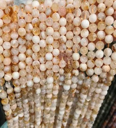 Gemstone Beads Necklace - Handmade Stone Jewelry,Brazil citrine (Yellow tower crystal), Size: Natural Gemstone Beads Necklace - Handmade Natural Stone Jewelry,Brazil citrine (Yellow tower crystal), Size 6mm/50cm, NO.7 We can arrange GIA certification and verification for vintage jewelry, diamo
