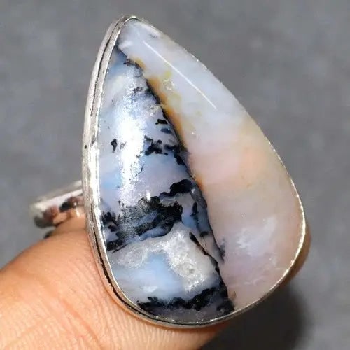 Exceptional Quality 925 Silver Plated Russian Dendritic Ring Handmade Jewelry Size US 11 GW: Our gemstones are organic, natural stones suitable for investment, collectors, and fine jewelry, each accompanied by an authentic certification. Our 925 silver pieces are rhodium-plated and finished w