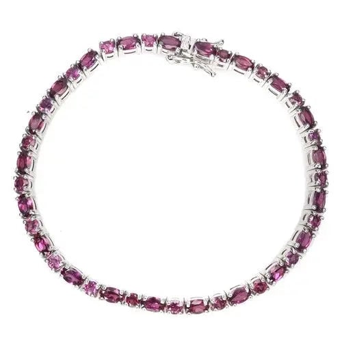 Exceptional Quality 925 Sterling Silver Bracelet Oval Rhodolite Garnet 5x3mm Gemstone Jewelry 7 Inch (1 of 2)