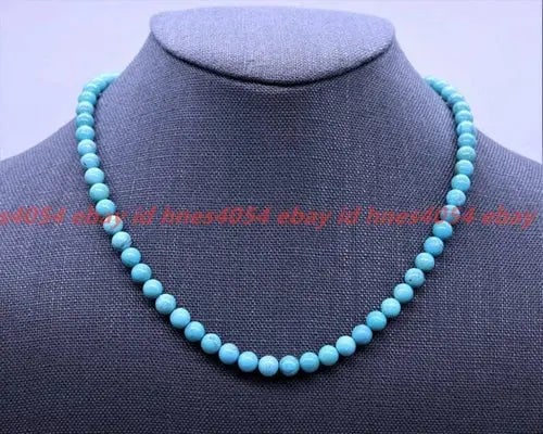 Exceptional Quality Sky Blue 6mm Round Genuine Turquoise Beaded Gemstone Necklace Cus-Jew89: Our gemstones are organic, natural stones suitable for investment, collectors, and fine jewelry, each accompanied by an authentic certification. Our 925 silver pieces are rhodium-plated and finished w