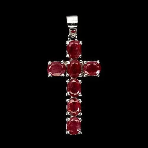 Exceptional Quality 925 Sterling Silver Pendant Oval Ruby 5x4mm Cross Gemstone Jewelry Cus-Jew101: Our gemstones are organic, natural stones suitable for investment, collectors, and fine jewelry, each accompanied by an authentic certification. Our 925 silver pieces are rhodium-plated and finished