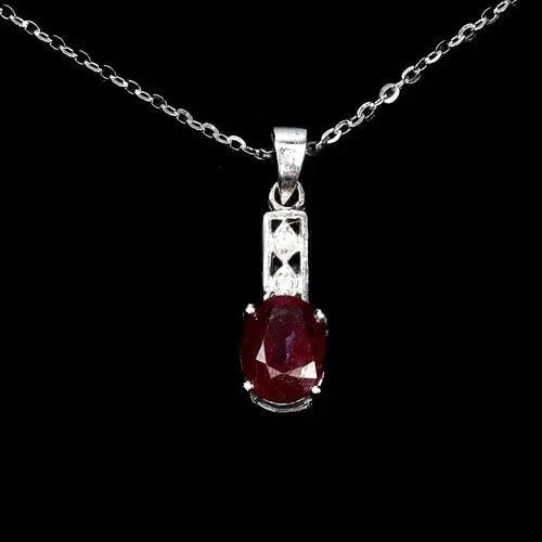 Exceptional Quality 925 Sterling Silver Necklace Oval Ruby 8x6mm Gemstone Jewelry 18inches: Our gemstones are organic, natural stones suitable for investment, collectors, and fine jewelry, each accompanied by an authentic certification. Our 925 silver pieces are rhodium-plated and finished w