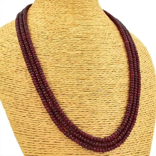 Exceptional Quality Red Ruby 205.00 Cts Earth Mined Round Cut Beads 3 Strand Necklace Cus-Jew122: Our gemstones are organic, natural stones suitable for investment, collectors, and fine jewelry, each accompanied by an authentic certification. Our 925 silver pieces are rhodium-plated and finished w