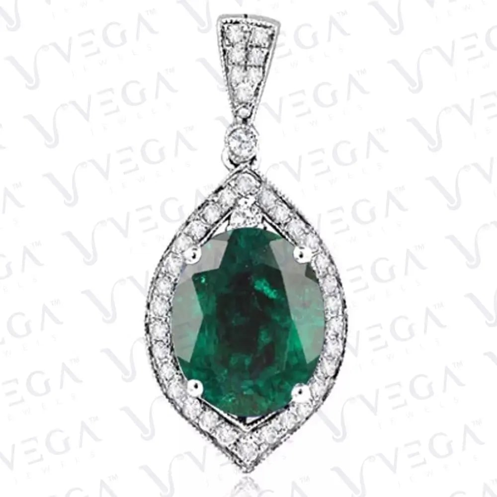 Exceptional Quality 5.60ct Oval Cut Emerald & Diamond Pendant 18k White Gold Plated No Chain: Our gemstones are organic, natural stones suitable for investment, collectors, and fine jewelry, each accompanied by an authentic certification. Our 925 silver pieces are rhodium-plated and finished w