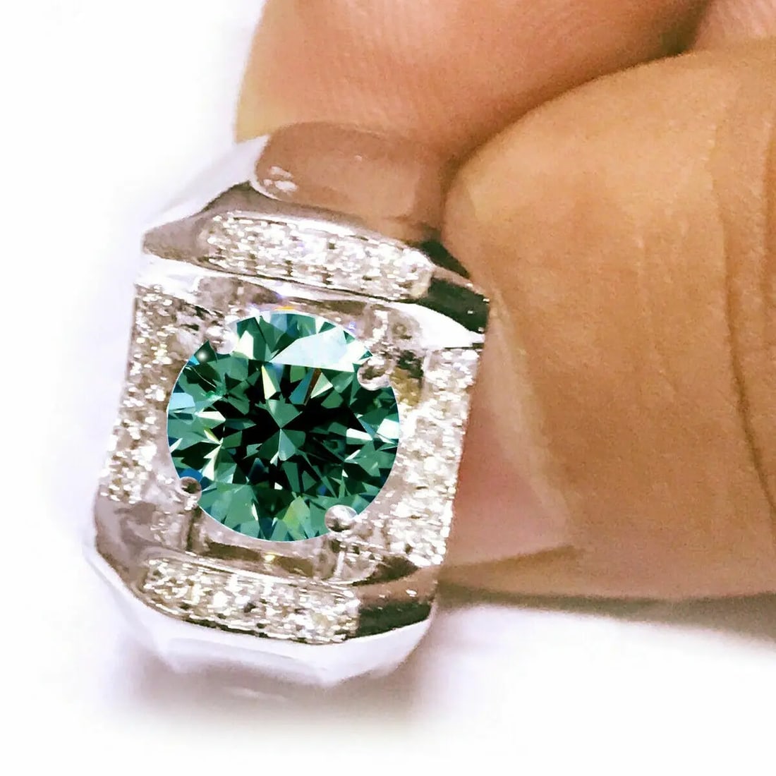 Exceptional Quality 3.07 Ct Blue Round Moissanite Diamond Engagement Men's Ring 925 Silver Size 9: Our gemstones are organic, natural stones suitable for investment, collectors, and fine jewelry, each accompanied by an authentic certification. Our 925 silver pieces are rhodium-plated and finished w