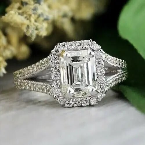 Exceptional Quality 2Ct Emerald Cut Lab Created Diamond Women Engagement Ring 14k White Gold Plated: Our gemstones are organic, natural stones suitable for investment, collectors, and fine jewelry, each accompanied by an authentic certification. Our 925 silver pieces are rhodium-plated and finished w
