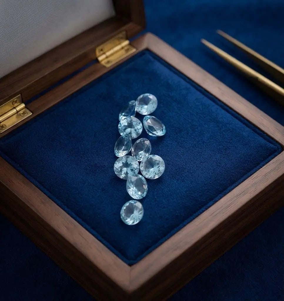 Natural Quality 10 Aquamarine Gemstones From Madagascar, Dimension 5 mm, Weight 3.0 CT, Shape Round: Natural Quality 10 Aquamarine Gemstones From Madagascar, Dimension 5 mm, Weight 3.0 CT, Shape Round cut, GEM-ABC-346