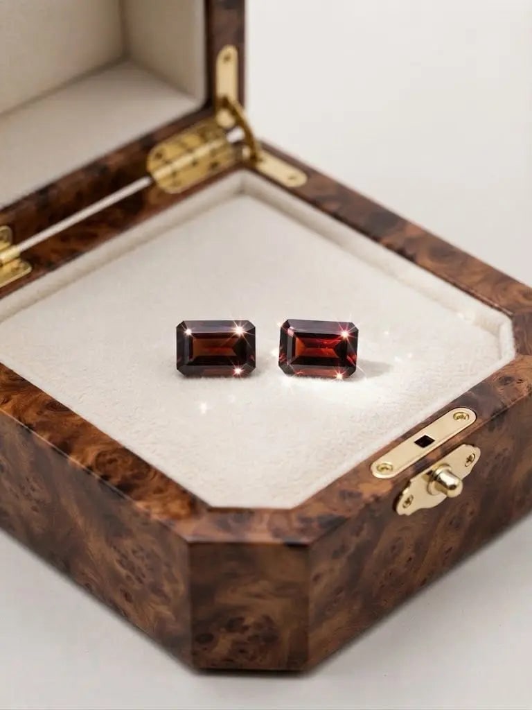 Natural Quality 2 Garnet Gemstones From Brazil, Dimension 6 x 9 mm, Weight 1.64 Ct, Shape Emerald: Natural Quality 2 Garnet Gemstones From Brazil, Dimension 6 x 9 mm, Weight 1.64 Ct, Shape Emerald Cut, GEM-ABC-336