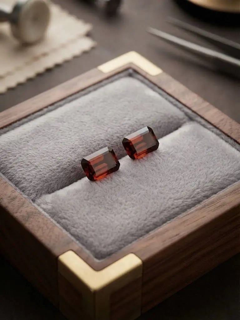 Natural Quality 2 Garnet Gemstones From Brazil, Dimension 6 x 9 mm, Weight 1.50 Ct, Shape Emerald (1 of 2)