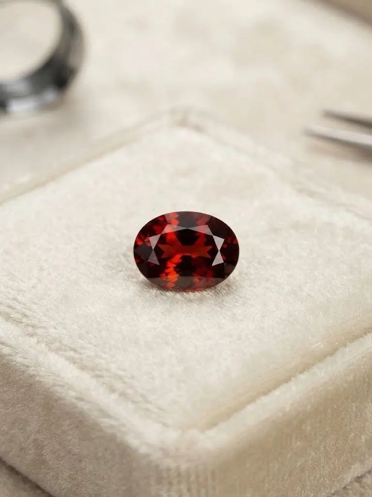 Natural Quality 1 Garnet Gemstones From Brazil, Dimension 6 x4 mm, Weight 0.47 Ct, Shape Oval Cut, (1 of 2)