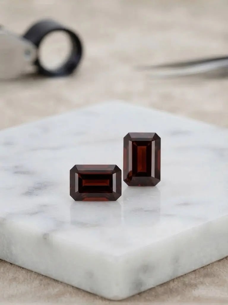Natural Quality 2 Garnet Gemstones From Brazil, Dimension 6 x 9 mm, Weight 1.59 Ct, Shape Emerald (1 of 2)