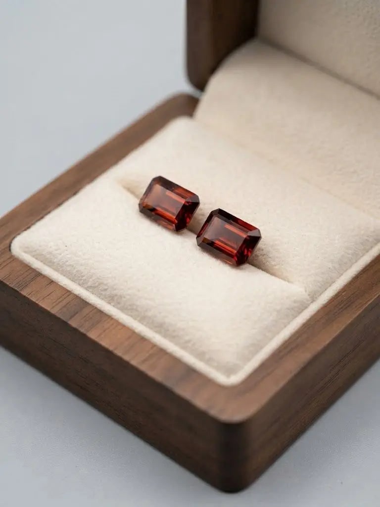 Natural Quality 2 Garnet Gemstones From Brazil, Dimension 6 x4 mm, Weight 1.48 Ct, Shape Emerald (1 of 2)
