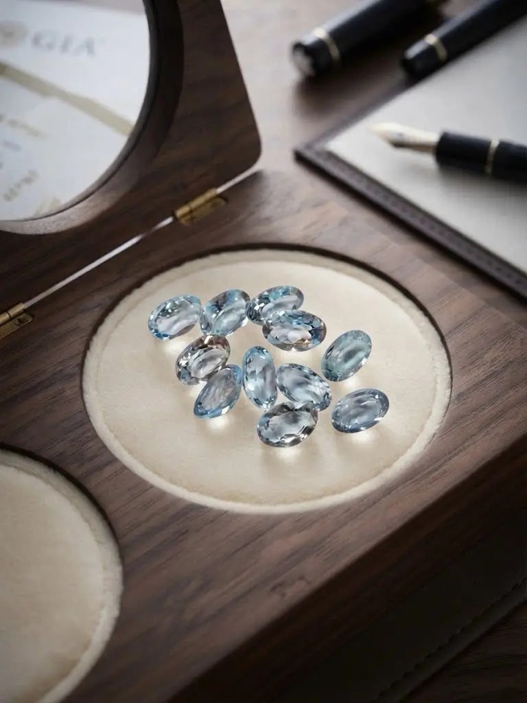 Natural Quality 11 Aquamarine Gemstones From Madagascar, Dimension 6x9 mm, Weight 8. CT, Shape Oval: Natural Quality 11 Aquamarine Gemstones From Madagascar, Dimension 6x9 mm, Weight 8. CT, Shape Oval cut, GEM-ABC-303