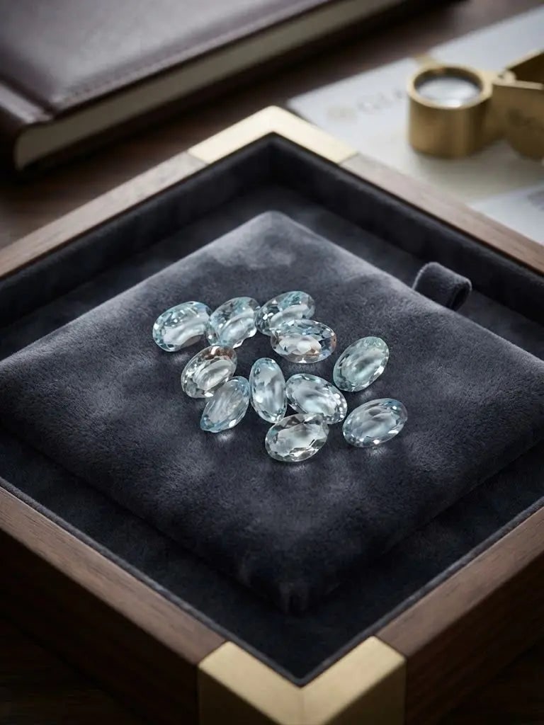 Natural Quality 11 Aquamarine Gemstones From Madagascar, Dimension 6x9 mm, Weight 8. CT, Shape Oval: Natural Quality 11 Aquamarine Gemstones From Madagascar, Dimension 6x9 mm, Weight 8. CT, Shape Oval cut, GEM-ABC-301