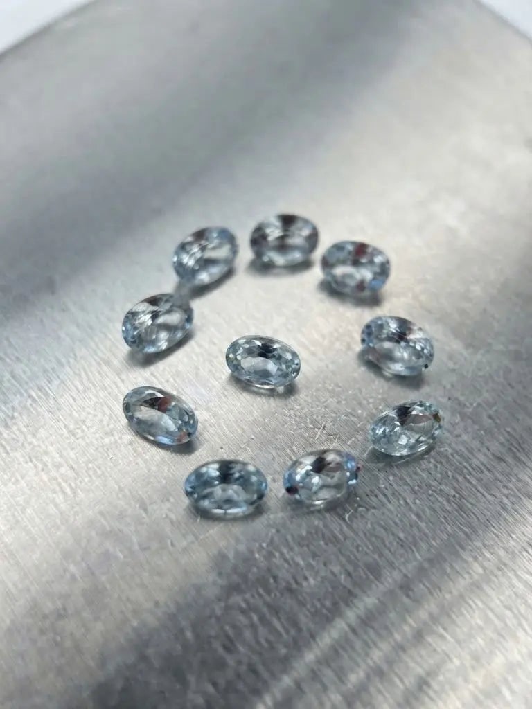 Natural Quality 10 Aquamarine Gemstones From Madagascar, Dimension 6x9 mm, Weight 7.5 CT, Shape Oval: Natural Quality 10 Aquamarine Gemstones From Madagascar, Dimension 6x9 mm, Weight 7.5 CT, Shape Oval cut, GEM-ABC-299