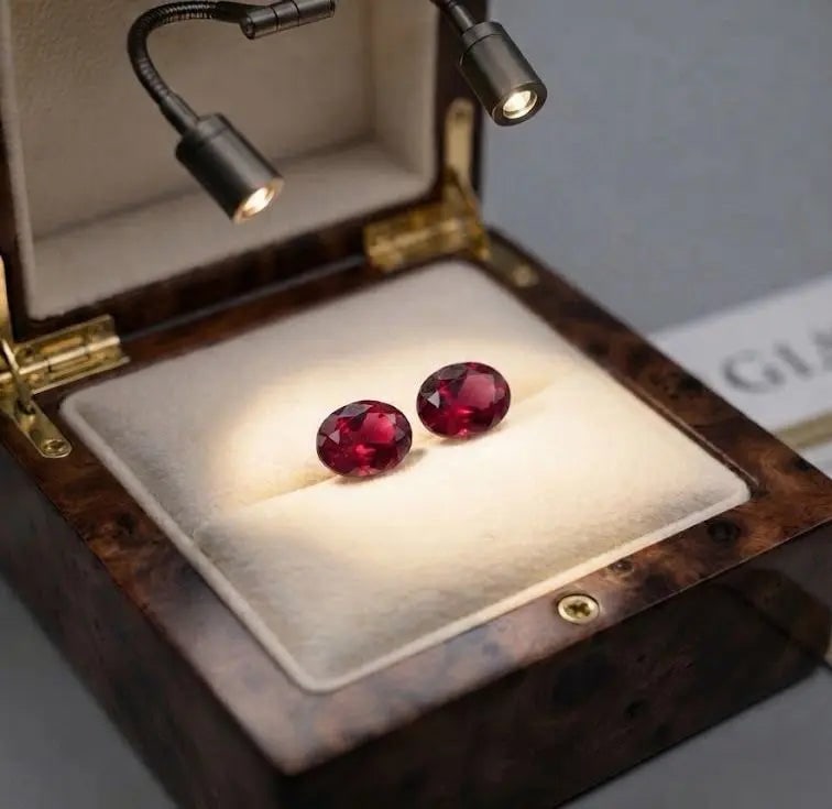 Natural Quality 2 Garnet Gemstones From Brazil, Dimension 6 x4 mm, Weight 1.20 Ct, Shape Oval Cut, (1 of 2)