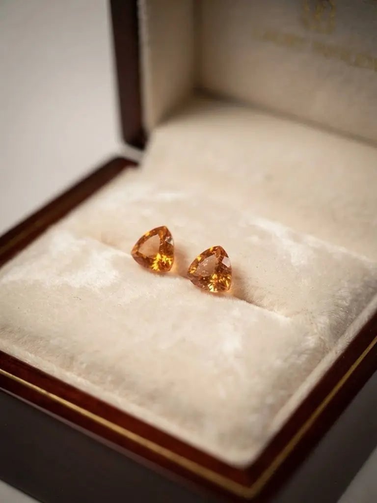 Natural Quality 2 Gold Fine Sapphire Gemstones From Ceylon / Sir Lanka, Dimension 4x6 mm, Weight: Natural Quality 2 Gold Fine Sapphire Gemstones From Ceylon / Sir Lanka, Dimension 4x6 mm, Weight 1.41 CT, Shape Trillion cut, GEM-ABC-287
