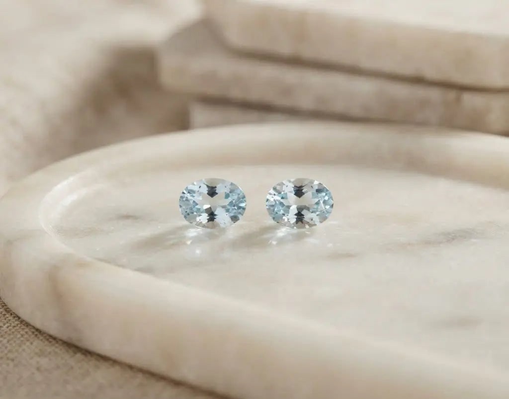 Natural Quality 2 Aquamarine Gemstones From Madagascar, Dimension 3x5 mm, Weight O.32 CT, Shape Oval: Natural Quality 2 Aquamarine Gemstones From Madagascar, Dimension 3x5 mm, Weight O.32 CT, Shape Oval cut, GEM-ABC-284