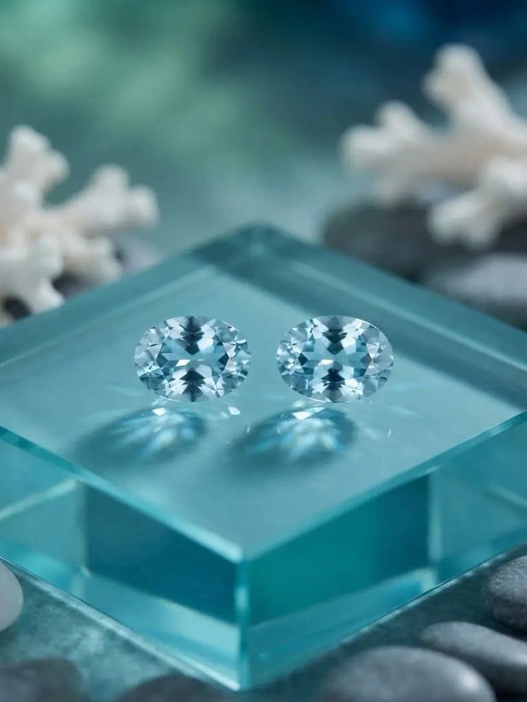Natural Quality 2 Aquamarine Gemstones From Madagascar, Dimension 3x5 mm, Weight 0.39 Ct, Shape: Natural Quality 2 Aquamarine Gemstones From Madagascar, Dimension 3x5 mm, Weight 0.39 Ct, Shape Oval, GEM-ABC-280