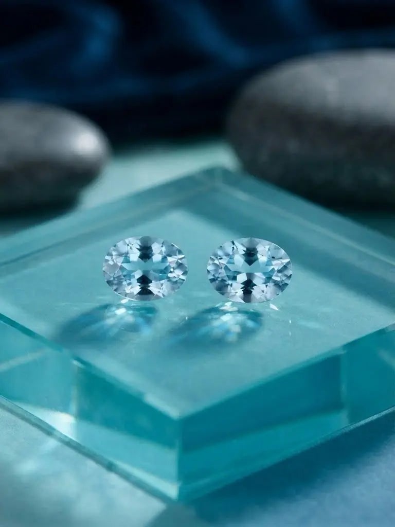 Natural Quality 2 Aquamarine Gemstones From Madagascar, Dimension 3x5 mm, Weight 0.39 Ct, Shape: Natural Quality 2 Aquamarine Gemstones From Madagascar, Dimension 3x5 mm, Weight 0.39 Ct, Shape Oval, GEM-ABC-279