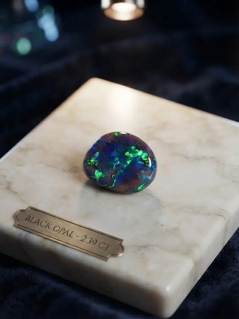 Natural Quality 1 Black Opal Gemstones From Australian, Dimension 15x 14.5 mm, Weight 2.39 Ct, Shape (1 of 2)