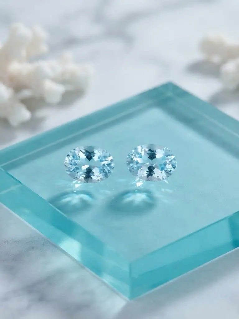 Natural Quality 2 Aquamarine Gemstones From Madagascar, Dimension 3x5 mm, Weight 0.30 Ct, Shape: Natural Quality 2 Aquamarine Gemstones From Madagascar, Dimension 3x5 mm, Weight 0.30 Ct, Shape Oval, GEM-ABC-277