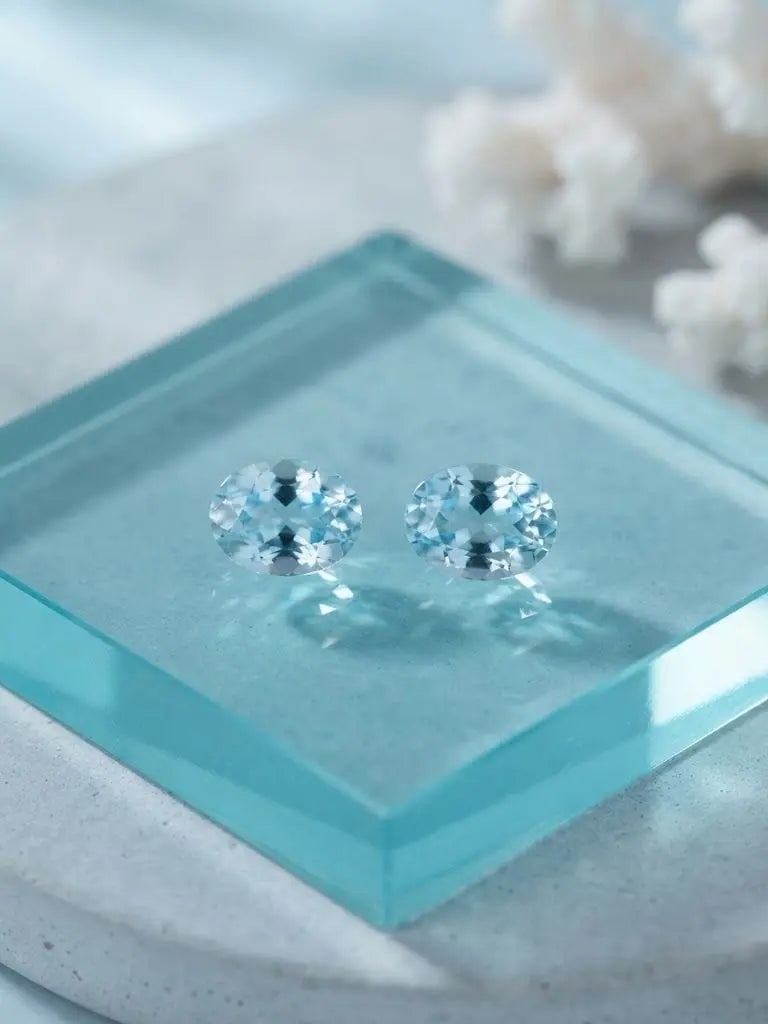 Natural Quality 2 Aquamarine Gemstones From Madagascar, Dimension 3x5 mm, Weight 0.30 Ct, Shape: Natural Quality 2 Aquamarine Gemstones From Madagascar, Dimension 3x5 mm, Weight 0.30 Ct, Shape Oval, GEM-ABC-273