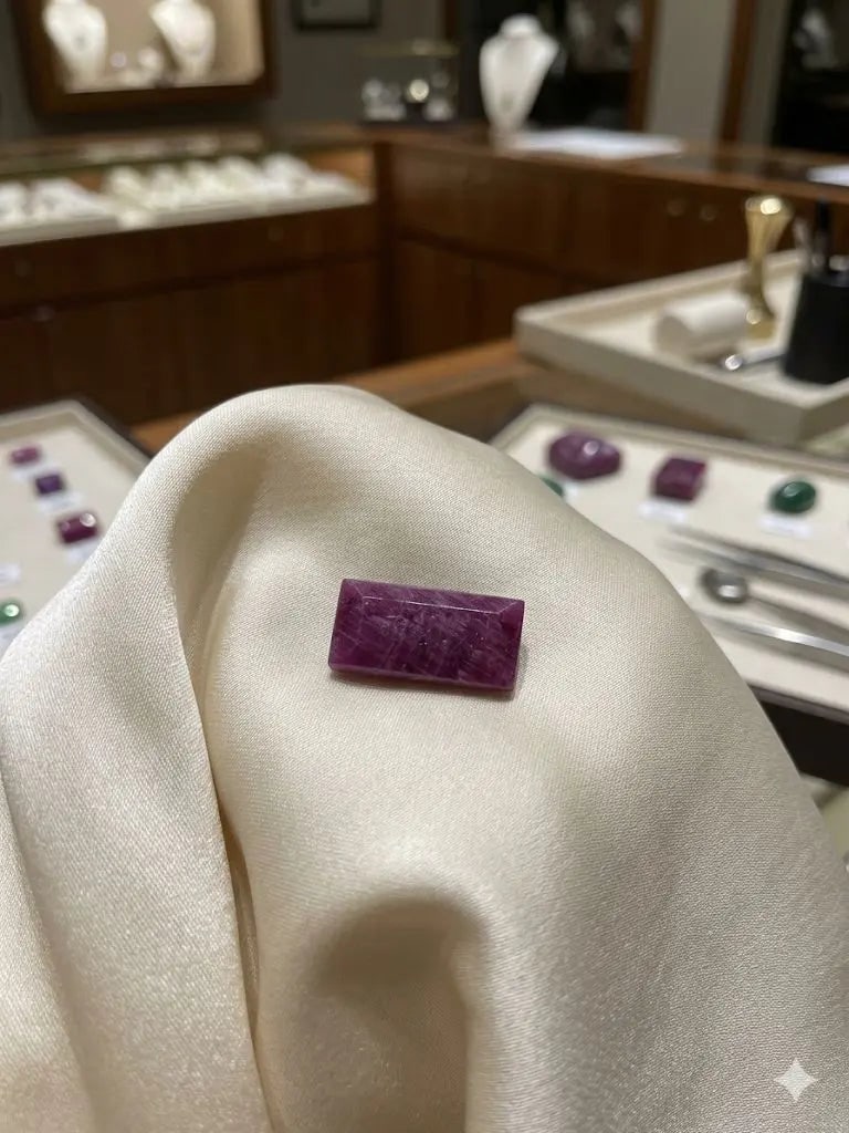 Exceptional Quality Ruby Manik, Rectangular Shaped, Pink Semi-Transparent Colored, Weight: ABC Rugs, Kilims & Jewelry offers internationally certified and verified pieces, with documentation provided by trusted gemological institutions, manufacturers, and industry professionals. At ABC
