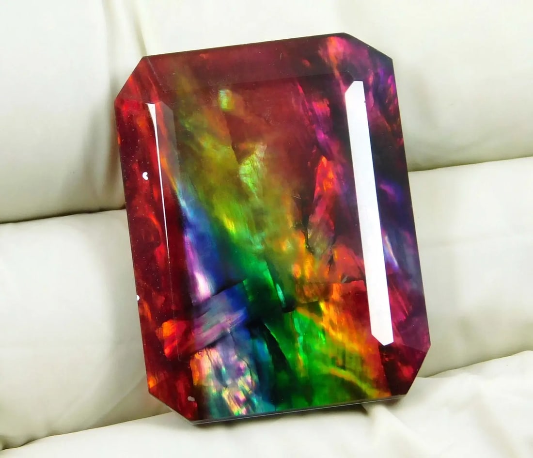 Exceptional Quality Doublet 50.70 Ct Certified Ammolite Opal-Like Organic Loose Gemstone, Gem232: ABC Rugs, Kilims & Jewelry offers internationally certified and verified pieces, with documentation provided by trusted gemological institutions, manufacturers, and industry professionals. At ABC 