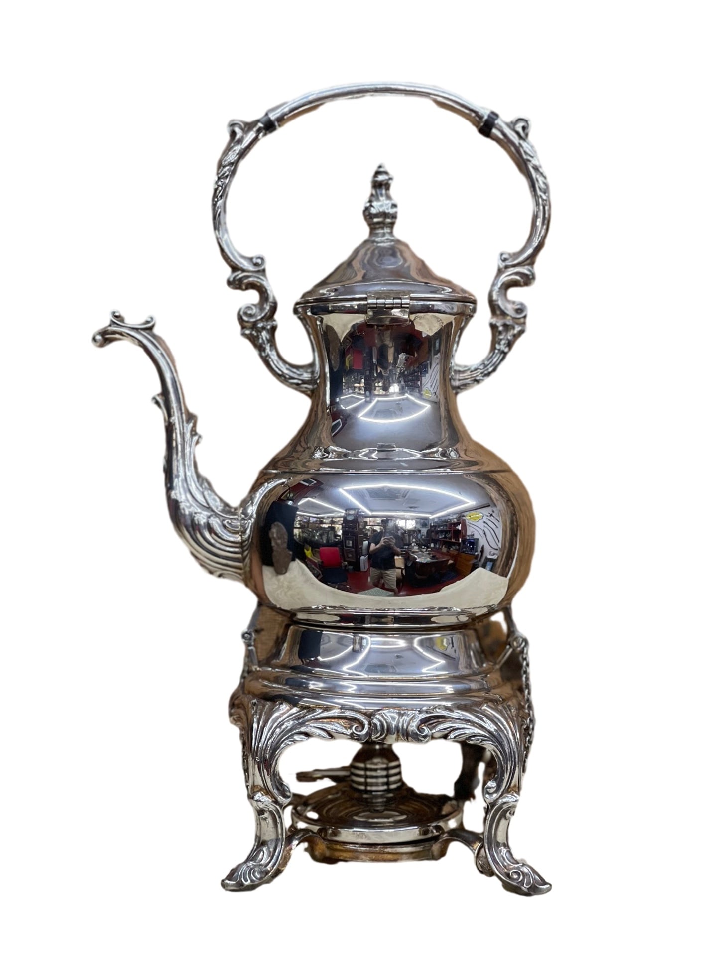 AN AMERICAN SILVER-PLATED SPIRIT KETTLE ON STAND BY F.B. ROGERS SILVER CO., CIRCA 1890 (1 of 2)