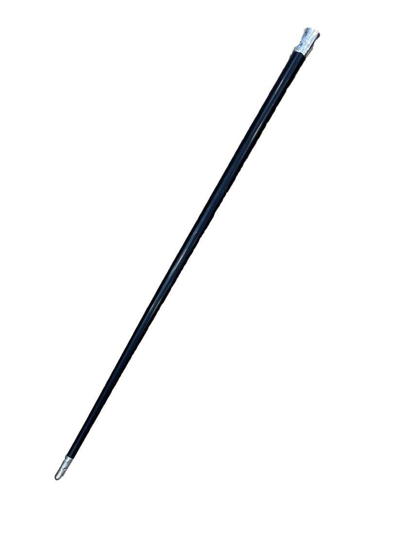 A BRITISH STERLING SILVER-MOUNTED WOODEN CEREMONIAL BATON OR SCEPTRE: A BRITISH STERLING SILVER-MOUNTED WOODEN CEREMONIAL BATON OR SCEPTRE A British Sterling Silver-Mounted Wooden Baton/Scepter. Carved solid wood with silver overlay; lion mark and maker's marks