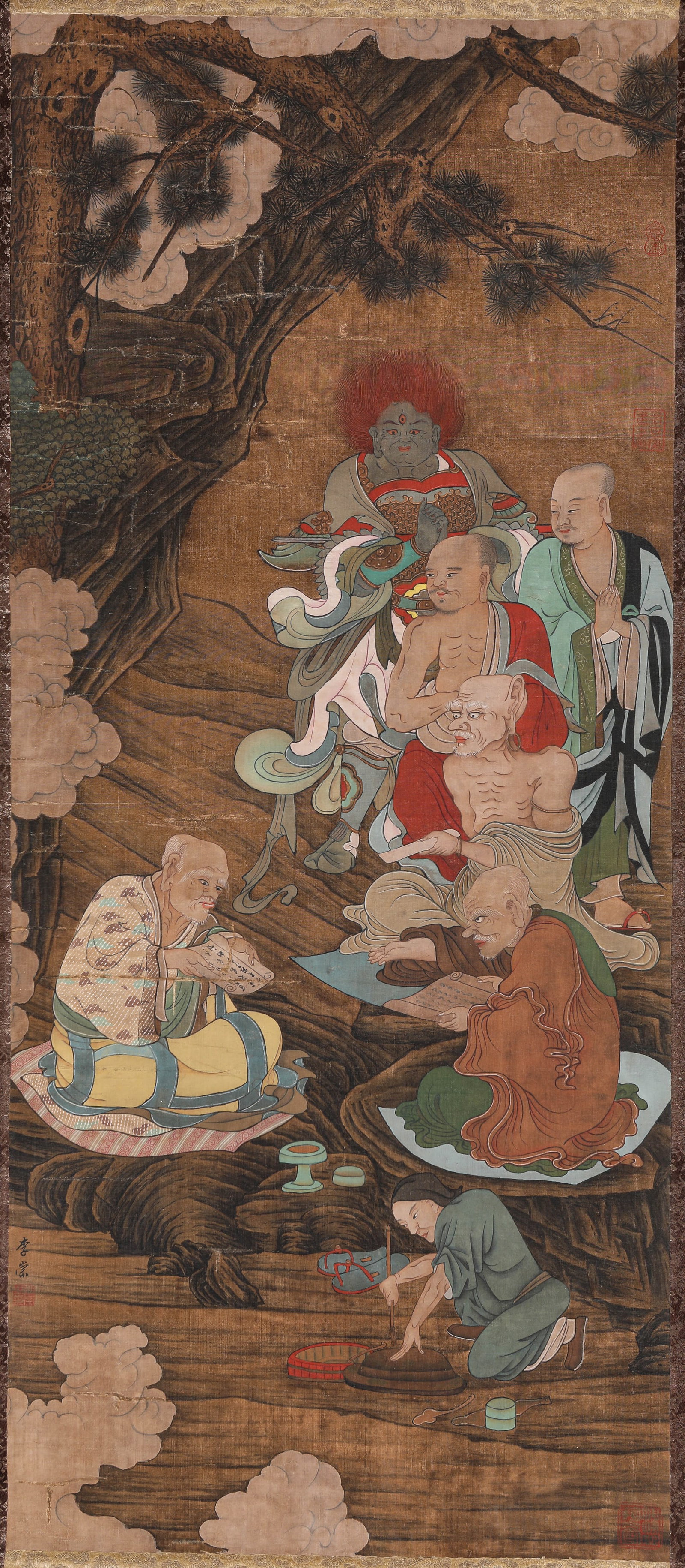 LI CHONG (ACTIVE 8TH-9TH C.), ATTRIBUTED TO, ARHAT: LI CHONG (ACTIVE 8TH-9TH C.), ATTRIBUTED TO, ARHAT Dimensions: Width: 40 cm (15.7 in.), Height: 94 cm (37.0 in.). All measurements are approximate.