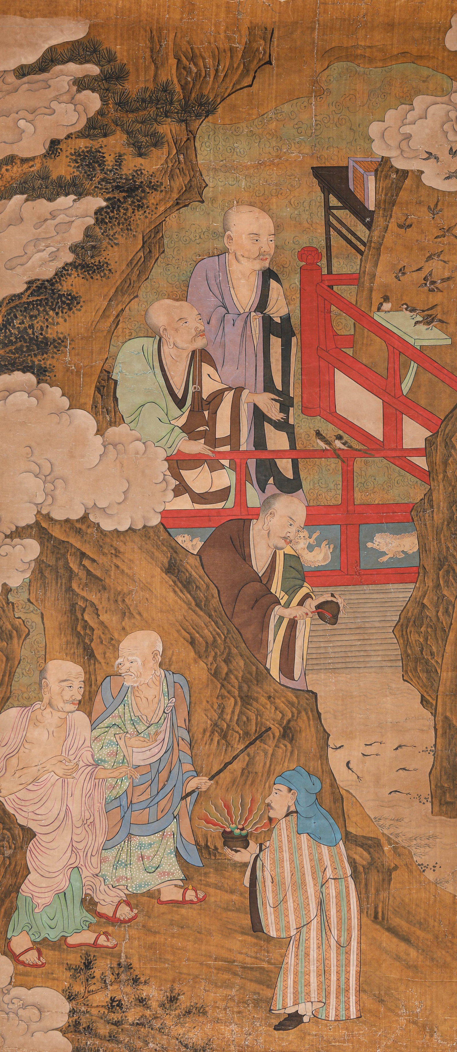 ANONYMOUS, ATTRIBUTED TO, OFFERING SCENE: ANONYMOUS, ATTRIBUTED TO, OFFERING SCENE Dimensions: Width: 42 cm (16.5 in.), Height: 94 cm (37.0 in.). All measurements are approximate.