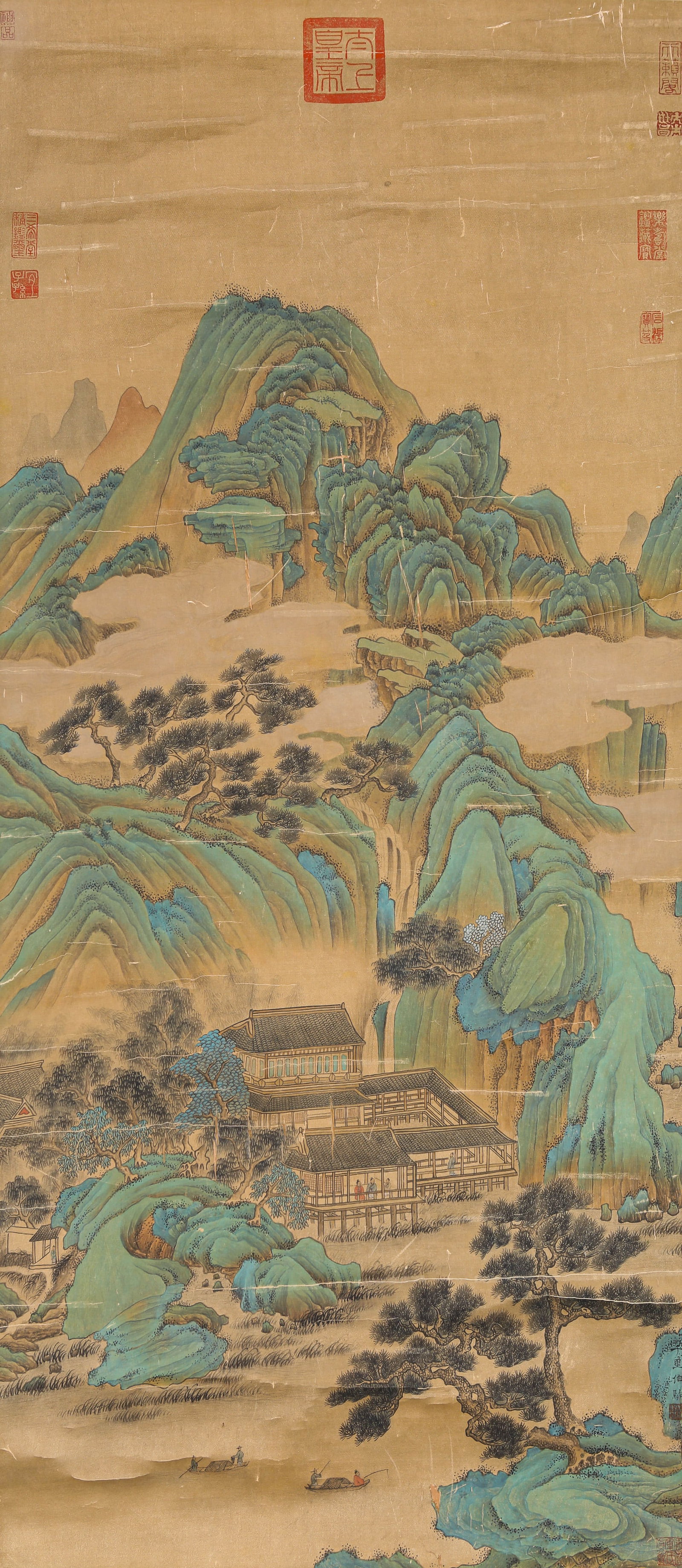 ZHAO BOJU (C.1120-C.1182), ATTRIBUTED TO, FIGURES AND LANDSCAPE: ZHAO BOJU (C.1120-C.1182), ATTRIBUTED TO, FIGURES AND LANDSCAPE Dimensions: Width: 60 cm (23.6 in.), Height: 136 cm (53.5 in.). All measurements are approximate.