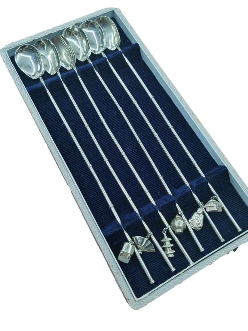 A SET OF EXPORT 950 SILVER COCKTAIL STIRRING STRAWS (1 of 1)