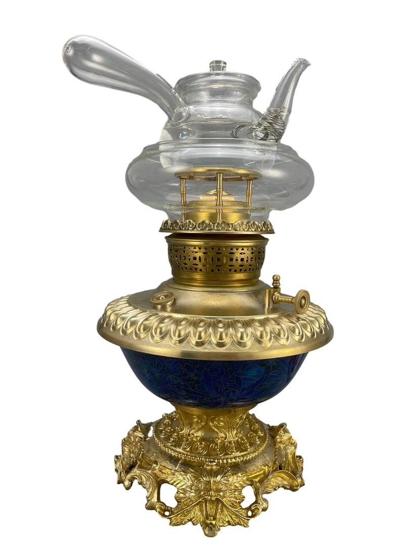 A CLOISONNe ENAMEL BRUSH WASHER, LATER MOUNTED AS A HEATING LAMP (1 of 9)