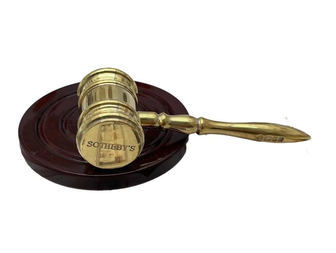 A SOTHEBY'S 250TH ANNIVERSARY LIMITED-EDITION SILVER-GILT AUCTION GAVEL (1 of 2)