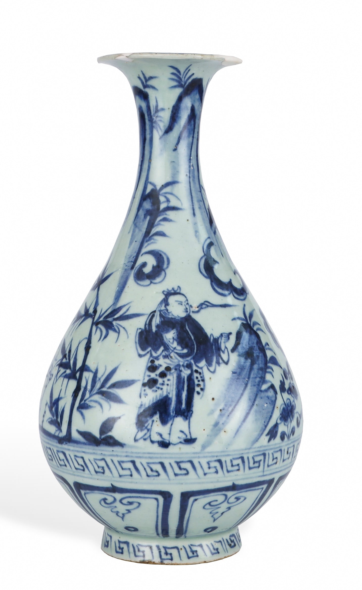 A BLUE AND WHITE 'FIGURE STORY' YUHUCHUN VASE (1 of 6)