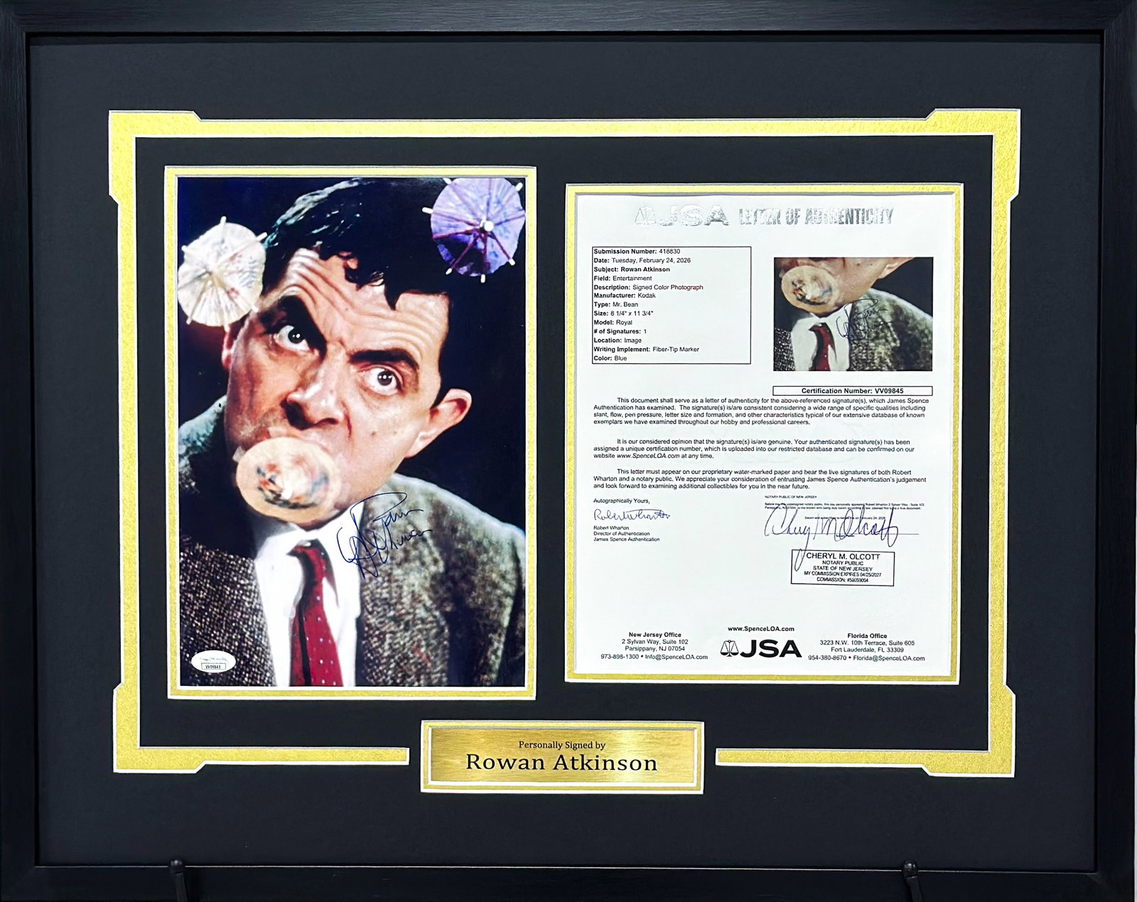 ROWAN ATKINSON SIGNED "MR. BEAN" PHOTOGRAPH, WITH JSA FULL LOA: ROWAN ATKINSON SIGNED "MR. BEAN" PHOTOGRAPH, WITH JSA FULL LOA Length: 64 cm (25.2 in.), Width: 51 cm (20.1 in.). All measurements are approximate.