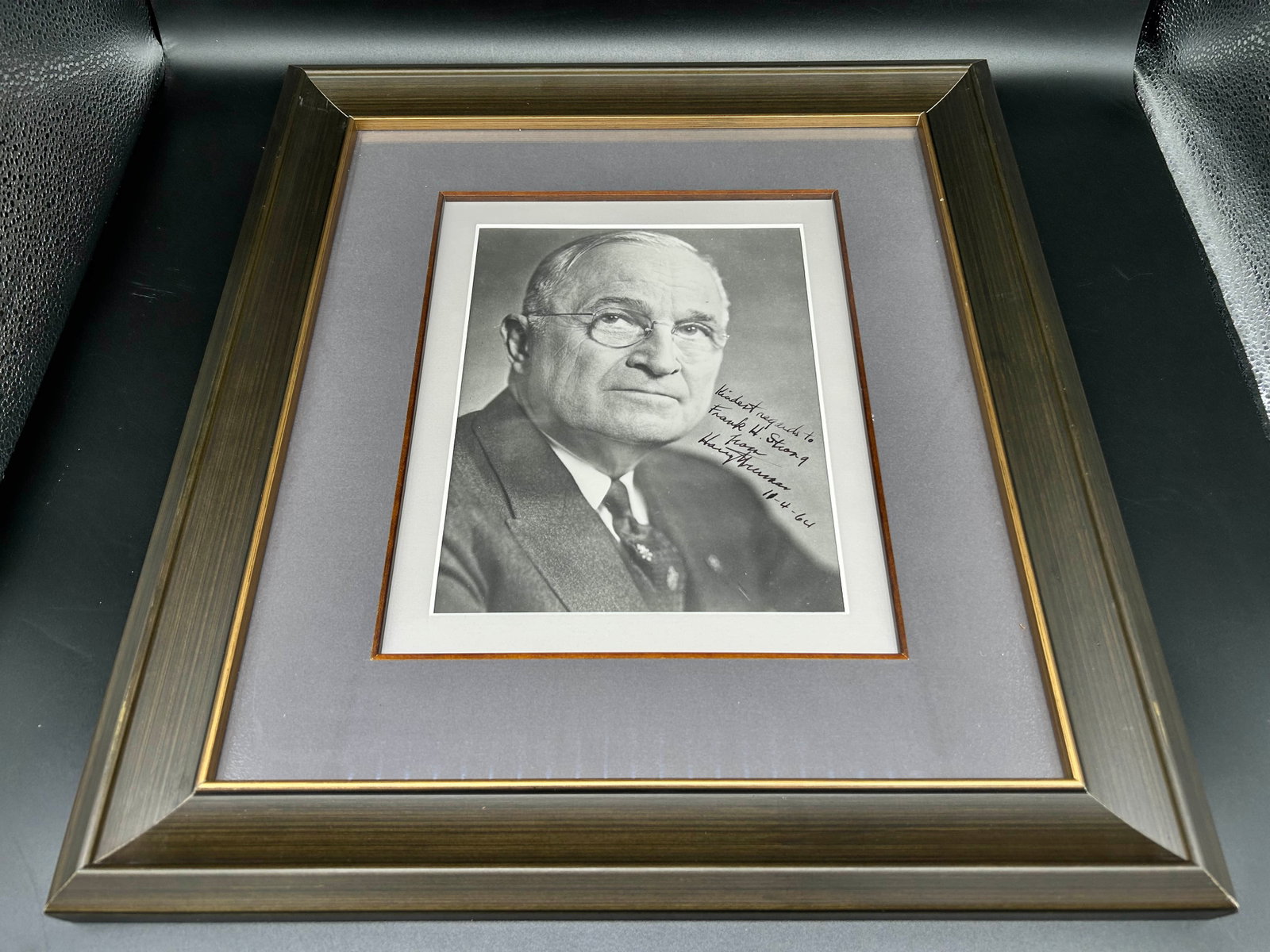 HARRY S. TRUMAN SIGNED PHOTOGRAPH, WITH JSA COA: HARRY S. TRUMAN SIGNED PHOTOGRAPH, WITH JSA COA Length: 50 cm (19.7 in.), Width: 42 cm (16.5 in.). All measurements are approximate.