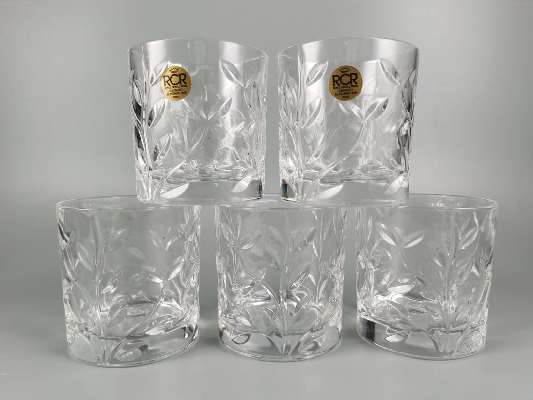 SET OF ITALIAN RCR CUT LEAD-CRYSTAL WHISKY TUMBLERS, CIRCA 1970S–1980S (1 of 1)