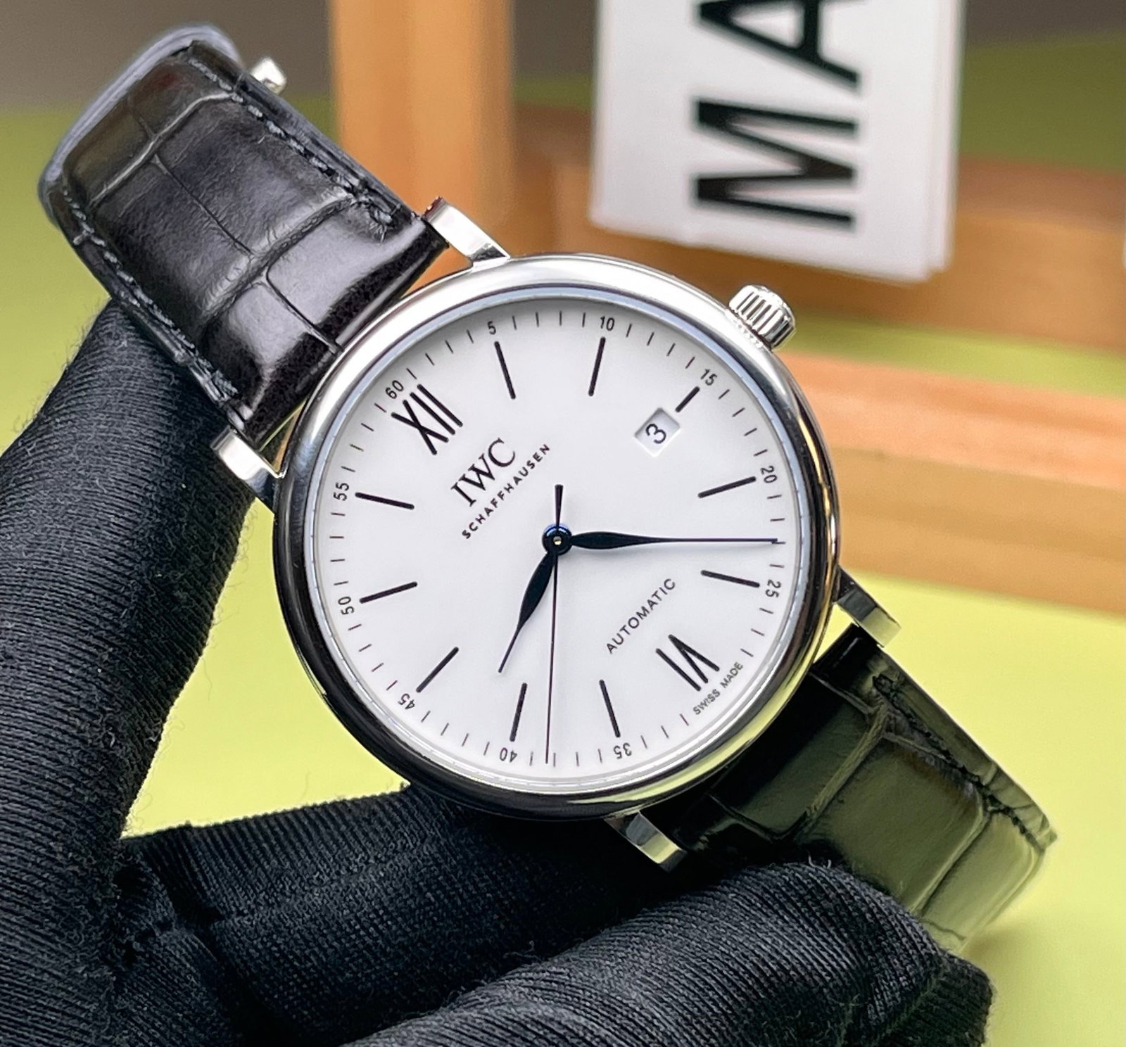 IWC PORTOFINO AUTOMATIC WRISTWATCH: IWC PORTOFINO AUTOMATIC WRISTWATCH IWC Portofino Automatic Edition "150 Years" IW356519, 2018 full set in excellent condition with the original strap intact, featuring a 40 mm stainless steel case,